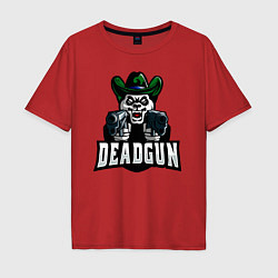 Футболка оверсайз мужская Панда с двумя пистолетами, цвет: красный