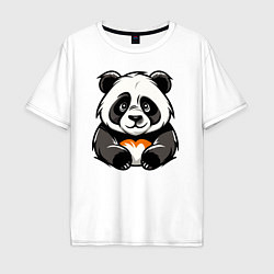 Футболка оверсайз мужская Милая панда лежит, цвет: белый