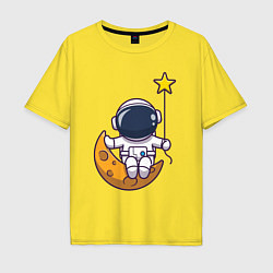 Футболка оверсайз мужская Звёздный космонавт, цвет: желтый