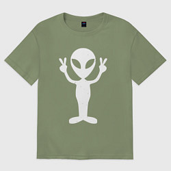 Футболка оверсайз мужская Peace alien, цвет: авокадо