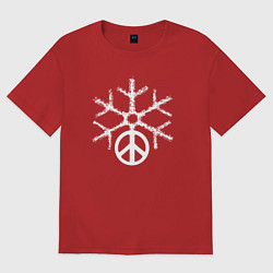 Футболка оверсайз мужская Peace snow, цвет: красный
