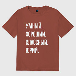 Футболка оверсайз мужская Умный хороший классный Юрий, цвет: кирпичный
