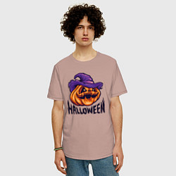 Футболка оверсайз мужская Праздник Halloween, цвет: пыльно-розовый — фото 2