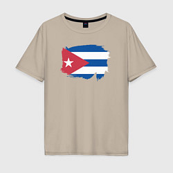 Футболка оверсайз мужская Флаг Кубы, цвет: миндальный