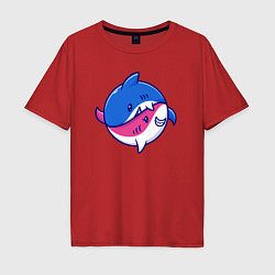 Футболка оверсайз мужская Акулы инь ян, цвет: красный