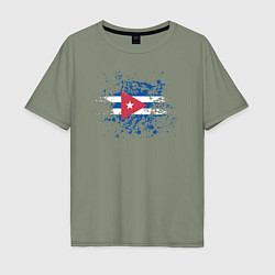 Футболка оверсайз мужская Куба клякса, цвет: авокадо