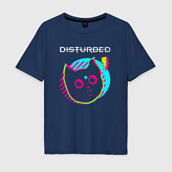 Футболка оверсайз мужская Disturbed rock star cat, цвет: тёмно-синий