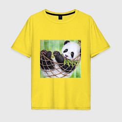 Футболка оверсайз мужская Панда медвед, цвет: желтый