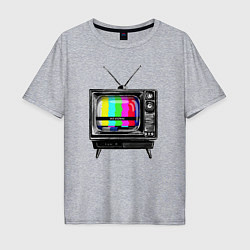 Футболка оверсайз мужская Старый телевизор no signal, цвет: меланж