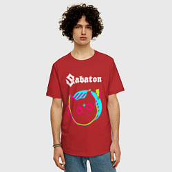 Футболка оверсайз мужская Sabaton rock star cat, цвет: красный — фото 2