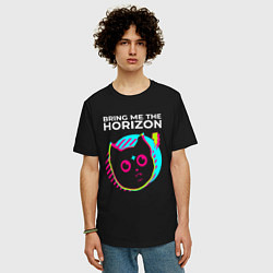 Футболка оверсайз мужская Bring Me the Horizon rock star cat, цвет: черный — фото 2