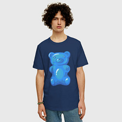 Футболка оверсайз мужская Мармеладный синий медвежонок, цвет: тёмно-синий — фото 2