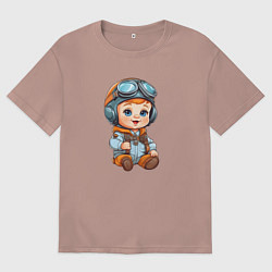 Футболка оверсайз мужская Юный авиатор, цвет: пыльно-розовый