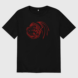 Футболка оверсайз мужская Дракон вокруг игральной кости, цвет: черный