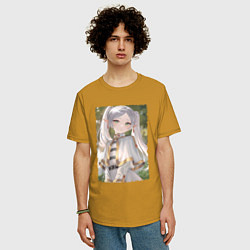 Футболка оверсайз мужская Sweet Frieren, цвет: горчичный — фото 2