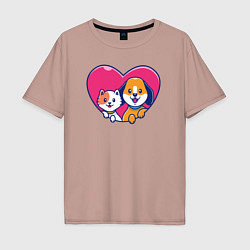 Футболка оверсайз мужская Pets friends, цвет: пыльно-розовый