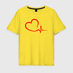 Футболка оверсайз мужская Пульс сердца, цвет: желтый