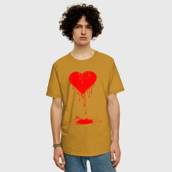 Футболка оверсайз мужская Bloody heart, цвет: горчичный — фото 2