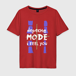 Футболка оверсайз мужская Depeche Mode - I feel you single, цвет: красный