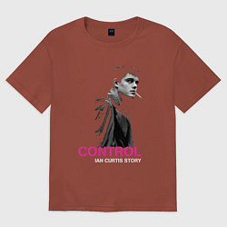 Футболка оверсайз мужская Joy Division - Control film, цвет: кирпичный