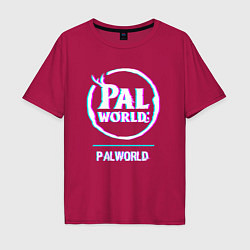 Футболка оверсайз мужская Palworld в стиле glitch и баги графики, цвет: маджента