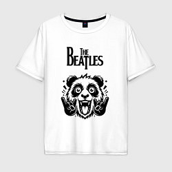 Футболка оверсайз мужская The Beatles - rock panda, цвет: белый