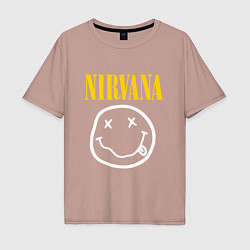 Футболка оверсайз мужская Nirvana original, цвет: пыльно-розовый