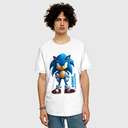 Футболка оверсайз мужская Sonic - poster style, цвет: белый — фото 2