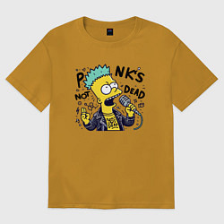 Футболка оверсайз мужская Bart Simpson - punks not dead, цвет: горчичный