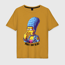 Футболка оверсайз мужская Marge Simpson - punks not dead motto, цвет: горчичный