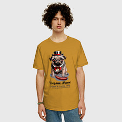 Футболка оверсайз мужская Мопс и сарделька, цвет: горчичный — фото 2