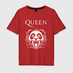 Футболка оверсайз мужская Queen rock panda, цвет: красный