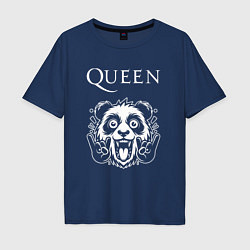 Футболка оверсайз мужская Queen rock panda, цвет: тёмно-синий