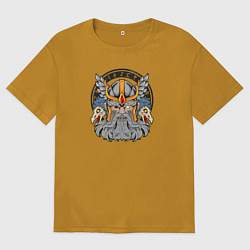 Футболка оверсайз мужская Скандинавский бог Один, цвет: горчичный