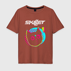 Футболка оверсайз мужская Skillet rock star cat, цвет: кирпичный