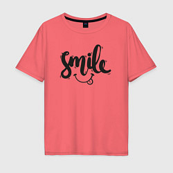 Футболка оверсайз мужская Funny smile, цвет: коралловый