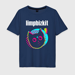 Футболка оверсайз мужская Limp Bizkit rock star cat, цвет: тёмно-синий