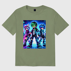 Футболка оверсайз мужская Детский киберпанк - аниме, цвет: авокадо