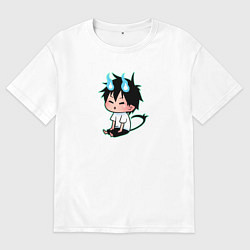 Футболка оверсайз мужская Чиби Рин - Синий экзорцист, цвет: белый