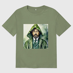 Футболка оверсайз мужская Чехов в кигуруми крокодил, цвет: авокадо