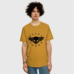 Футболка оверсайз мужская Helldivers 2: Stars Logo, цвет: горчичный — фото 2