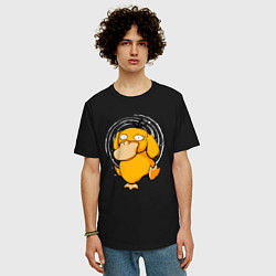 Футболка оверсайз мужская Желтая утка псидак, цвет: черный — фото 2