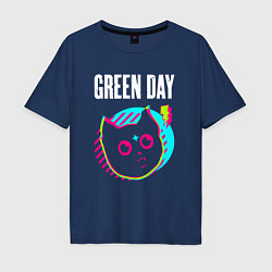 Футболка оверсайз мужская Green Day rock star cat, цвет: тёмно-синий