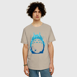 Футболка оверсайз мужская Blue Totoro, цвет: миндальный — фото 2