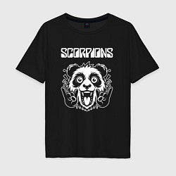 Футболка оверсайз мужская Scorpions rock panda, цвет: черный