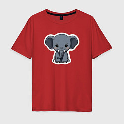 Футболка оверсайз мужская Красивый африканский слоненок, цвет: красный