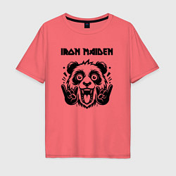 Футболка оверсайз мужская Iron Maiden - rock panda, цвет: коралловый