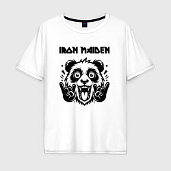 Футболка оверсайз мужская Iron Maiden - rock panda, цвет: белый