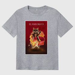 Мужская футболка оверсайз Фламяуко: танцующая кошка