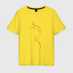 Футболка оверсайз мужская Женский силуэт из линий, цвет: желтый